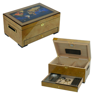 Humidor rectangulaire classique de luxe en bois avec dessus en laque, résistant à l'humidité, écologique et portable pour le stockage des cigares - Product Image 1