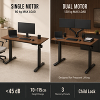 Bureau debout ergonomique à double poutre électrique D26, double moteur, capacité de charge 120 kg, hauteur réglable, pour la maison et le bureau