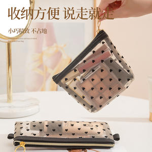 Sac de maquillage en maille Beilian, petite taille, portable, multi-usages, trousse de toilette pour les voyages, sac de rangement pour femmes - Product Image 4