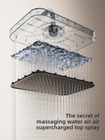 FSH Intelligent LED Display Ensemble de douche thermostatique Noir Piano Clés Système de robinet de bain Pluie douce Céramique Jet Massage Hôtel