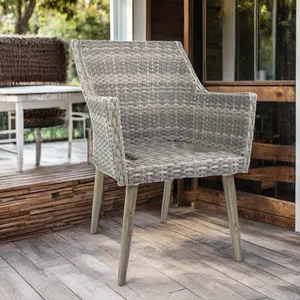 Wholesale Garden Chairs Patio Wicker Dining Metal Wood Chair Rattan Wicker Furniture For Outdoor Use