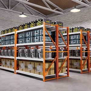 Étagère de présentation industrielle en acier de moyenne capacité orange et blanche avec étagères réglables pour le stockage en entrepôt - Product Image 5
