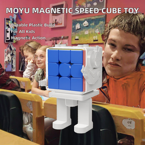 Cube de vitesse magnétique 3x3, jouet de puzzle au design de robot mignon, avec noyau stable, rotation fluide, en plastique ABS, cadeau éducatif pour les enfants de <span class=keywords><strong>5</strong></span> ans et plus - Product Image 2