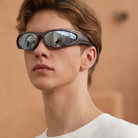 Lunettes de soleil steampunk personnalisées pour femmes, lunettes de soleil de sport miroir Y2K pour hommes, lunettes de soleil UV400 punk 2023, lunettes de soleil colorées tendance