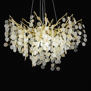 Luce pendente Post-moderna di cristallo di lusso motivo a monete nappe lampadario italiano soggiorno tavolo da pranzo lampada a sospensione - Product Image 3