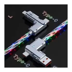 2024 עיצוב חדש צבעוני RGB 4 in1 כבל טעינה מהיר 100W סוג c, OEM חדש PD 27W 480Mbps כבלי נתונים לכבל אייפון