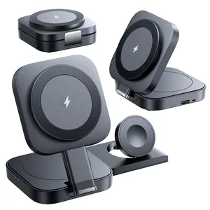 LISEN New design 3 in 1 Travel Wireless Charging Station for Multiple Devices