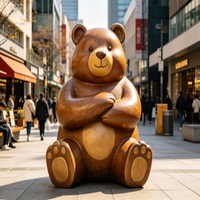 Statue d'ours géant rose en résine personnalisée pour l'extérieur - Décoration de jardin accrocheuse pour l'aménagement paysager commercial