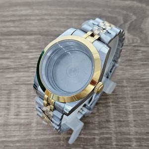 Boîtier en acier inoxydable doré de haute qualité 39 mm avec verre saphir, accessoires de montre de marque pour mouvements 2836 et 8215 - Product Image 3