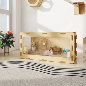 Jaula para Hámster de Madera Natural Ecológica para Arquitectura de Jardín, Hábitat Espacioso, Diseño Abierto Ventilado, Cama Moderna para Mascotas - Product Image 2