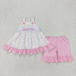 Conjunto de ropa de verano para niñas con bordado de animales de granja, top azul y pantalones cortos a rayas - Product Image 3