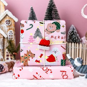 Dog Christmas Wrapping <b>Paper</b> Pink 17 Inch X 33 Feet Candy Cane <b>Pattern</b> Gift Craft Eco-Friendly Roll - Product Image 6
