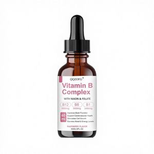 Gotas Líquidas de <span class=keywords><strong>Complejo</strong></span> de Vitamina <span class=keywords><strong>B</strong></span> 60ml Sabor Frambuesa <span class=keywords><strong>con</strong></span> B12, B6, B1, <span class=keywords><strong>Niacina</strong></span> y Folato, Apoyo Energético y Cerebral, Vegano, Sin Azúcar - Product Image 1