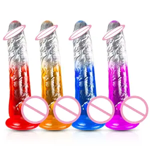 Фабричная оптовая продажа, реалистичный фаллоимитатор, разноцветный фаллоимитатор, пенис, секс-игрушки для взрослых женщин, мастурбации с присоской