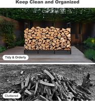 Support à bois de chauffage robuste en métal pour extérieur, rangement de bûches étanche pour foyer et cheminée