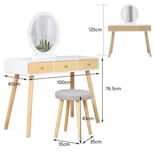 Coiffeuse moderne avec tabouret, table de chevet multifonction, <span class=keywords><strong>bureau</strong></span> avec miroir amovible - Product Image 4