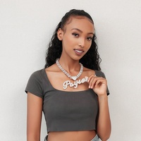 Collier plaque signalétique glacé coeur amour CZ pendentif initial bijoux de fête bling de luxe avec pierre de zircon personnalisée de grande taille