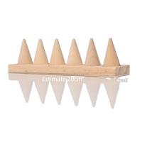 Zhuangqun FYR06 Natürlicher Holz-Konischer 6-Fach Schmuck-Präsentationsständer Ringhalter 20x4x6cm