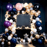 Guirlande d'arche de ballons pour fête d'anniversaire, bleu nuit, or et rose, en gros, par Balloon Factory, incluant des ballons de 5 à 36 pouces.