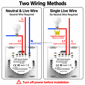 Interruptor de Pared Táctil Inteligente WiFi Tuya, 1, 2, 3, 4 Botones, Control Remoto RF de 433MHz, Control por Voz, Interruptor de Luz de Vidrio, Interruptor de Pared Inteligente para el Hogar, 86mm, UE - Product Image 6