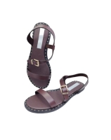 2025 Sandales compensées à bout rond pour femmes noires/marron à la mode Talon de 5mm 100% Fabriqué en Chine-Vente en gros