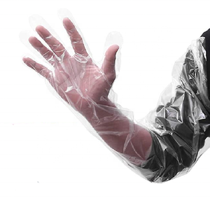 Guantes de seguridad extra blancos de talla larga de goma de manga larga con marca - Product Image 3