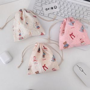 2025 оптовая продажа, Подарочная сумка для хранения цветов для девочек, холщовая косметическая сумка на шнурке, Большая вместительная сумка для украшений с цветами - Product Image 4