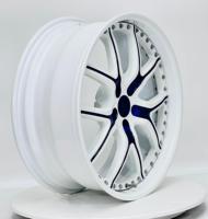 Neue Glänzend Weiße Felgen mit Blauen Akzenten Fünfspeichen-Design Geschmiedetes 6061 T6 Aluminium 12000T TÜV JWL VIA S4-00090 18-24 Zoll 6 Jahre Garantie Maßanfertigung