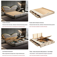 Cadre de lit plateforme King Size en cuir véritable de luxe, rembourré, robuste, mobilier de chambre à coucher, vente en gros d'usine