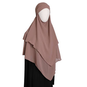 Hiyab de chifón vintage con perlas y doble correa, tipo chal, pañuelo para la cabeza de poliéster, moda musulmana para mujer, directo de fábrica - Product Image 1