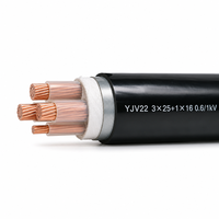 Câble d'alimentation blindé ZR-YJV22 0.6/1KV 3*25+1*16 conducteurs STA, isolation XLPE, gaine PVC, câble de distribution souterrain pour bâtiments