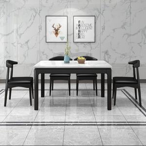 Ensemble de table à manger rectangulaire en bois moderne et simple, style chinois, avec plateau en marbre pour usage extérieur et domestique - Product Image 2