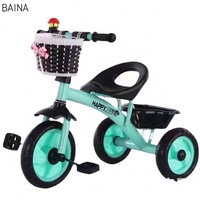 Tricycle simple à pédales pour bébé, vélo de fitness pour enfants, vente en gros, avec panier, cadeau de fête