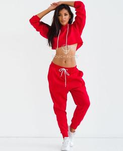 custom fashion casual sport wear crop top hoodie and <b>jogger</b> Women Set Tracksuits Sports Tracksuit - Product Image 5