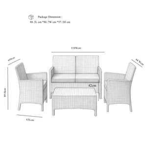 Ensemble de salon de jardin en rotin tressé de qualité commerciale, 4 pièces, avec coussins épais pour jardin et cour arrière - Product Image 2