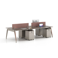 Meubles de coworking design moderne, table de travail pour 4 personnes, cloison de bureau, poste de travail avec armoire mobile