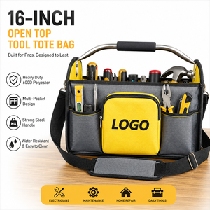 Sac à outils personnalisé de 16 pouces à ouverture supérieure, système de transport multi-poches avec poignée en acier, organisateur d'équipement professionnel pour électriciens et maintenance - Product Image 1