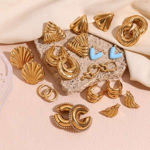 316L acier inoxydable 18K or PVD plaqué bijoux mode boucle d'oreille accessoires moulé <span class=keywords><strong>Double</strong></span> U forme brillant creux Clip boucles d'oreilles - Product Image 3