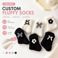 Chaussettes personnalisées pour femmes, hiver, en polaire corail épaisse et duveteuse, mi-mollet, pour dormir, post-partum, pour la maison, chaudes, avec logo personnalisé, vente en gros