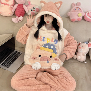 <span class=keywords><strong>Pigiama</strong></span> Termico <span class=keywords><strong>in</strong></span> <span class=keywords><strong>Pile</strong></span> Corallo a Maniche Lunghe da Donna, Invernale, con Fodera Extra Spessa, Design Cartone Animato, <span class=keywords><strong>Taglie</strong></span> <span class=keywords><strong>Forti</strong></span> (fino a 120 kg), <span class=keywords><strong>in</strong></span> Flanella, per il Relax - Product Image 2