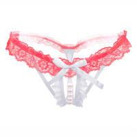 Culottes sexy pour femmes HD188, dentelle transparente, ouverture à l'entrejambe, massage perlé, dos nu, élastique, en forme de T