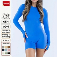 Sunny DF Nouvelle collection transfrontalière : Ensemble de sport et de fitness sans couture, à manches longues, dos nu, bretelles spaghetti, en Spandex/Nylon, avec short court, pour le yoga