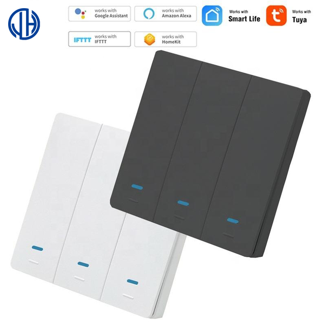 For Tuya Smart Life App Control 1/2/3 Gang Wireless Smart Push Light Switch Wifi Smart Switch for EU UK Max Voltage 220v 16a Cur