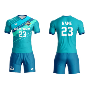Unisex Neck Soccer Trikots Kunden spezifisches Design Name Druck Polyester Baumwolle Set Training Erwachsene Teams OEM Service verfügbar - Product Image 3
