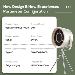 <span class=keywords><strong>Cappa</strong></span> da Cucina Portatile da Tavolo Mini USB Ricaricabile <span class=keywords><strong>con</strong></span> Angolo Regolabile e Maniglia per Appendere - Product Image 6