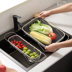 Panier d'évier extensible en acier inoxydable 304, support de rangement de cuisine multifonctionnel, passoire égouttoir - Product Image 4