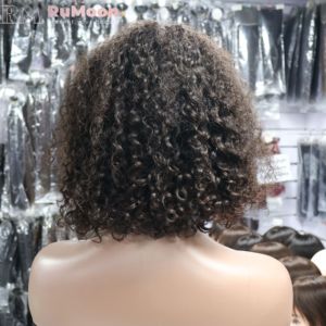 Perruque en gros avec mèches, bouclée profonde, marron, pré-épilée, transparente 13x4, couleur piano blonde, cheveux de grade 12A - Product Image 5