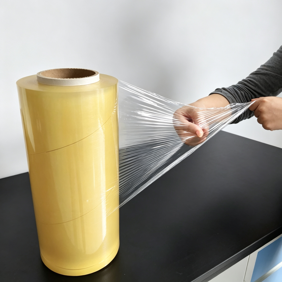 Roll Length PVC Cling Film Jumbo Roll High Clarity Self-Adhesive OEM ODM ...