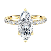 Anillo de Compromiso SGARIT SD984 con Diamante Cultivado en Laboratorio de 1 Quilate, Corte Marquesa, Color Blanco D, Halo de Cinta, Certificado IGI, Oro Sólido de 14K para Mujer