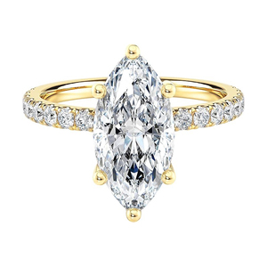 Bague de fiançailles SGARIT SD984 certifiée IGI avec diamant de laboratoire taille marquise de 1,2 carat, halo en ruban et pierres latérales en or 14 carats pour femme - Product Image 2